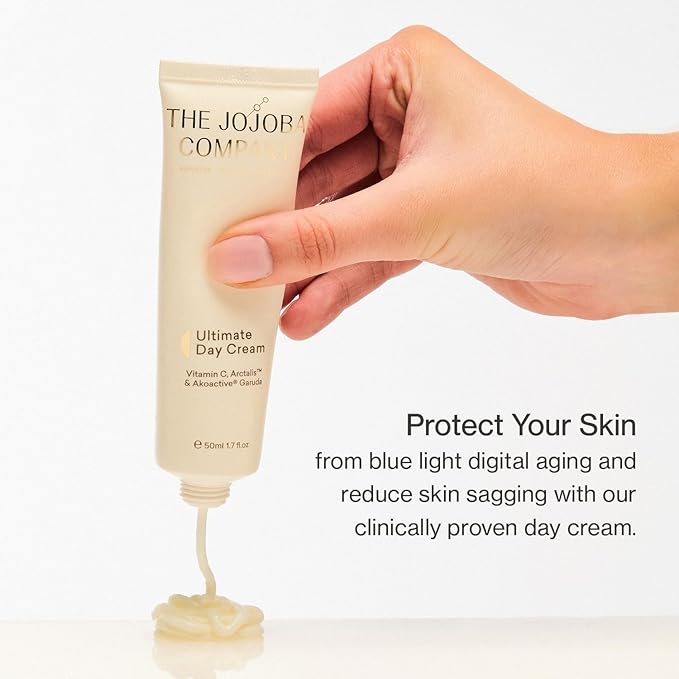 Jojoba Ultimate Day Cream with Vitamin C, Arctalis & Akoactive Garuda – Firming & Lifting Anti-Aging Moisturizer – Smooths Fine Lines – Blue Light Protection – Hydrating Face Cream – 50ml