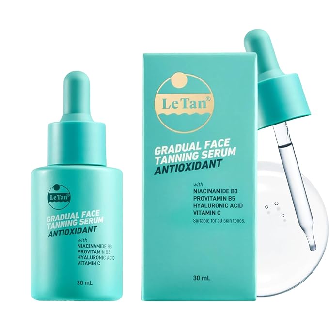Self Tanning Drops by Le Tan | Anti Aging Self Tan Intense Hydration Lightweight Fast Absorbing Hydrates with Niacinamide, Hyaluronic Acid Sun Kissed Look 1oz (Antioxidant)