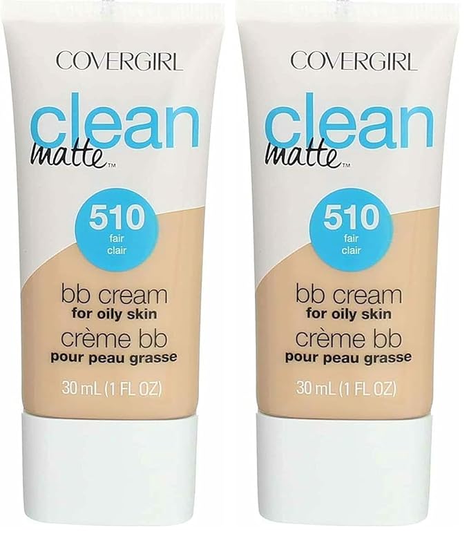 COVERGIRL Clean Matte BB Cream For Oily Skin, Fair 510, (Packaging May Vary) Water-Based Oil-Free Matte Finish BB Cream, 1 Fl Oz (1 Count) (Pack of 2)