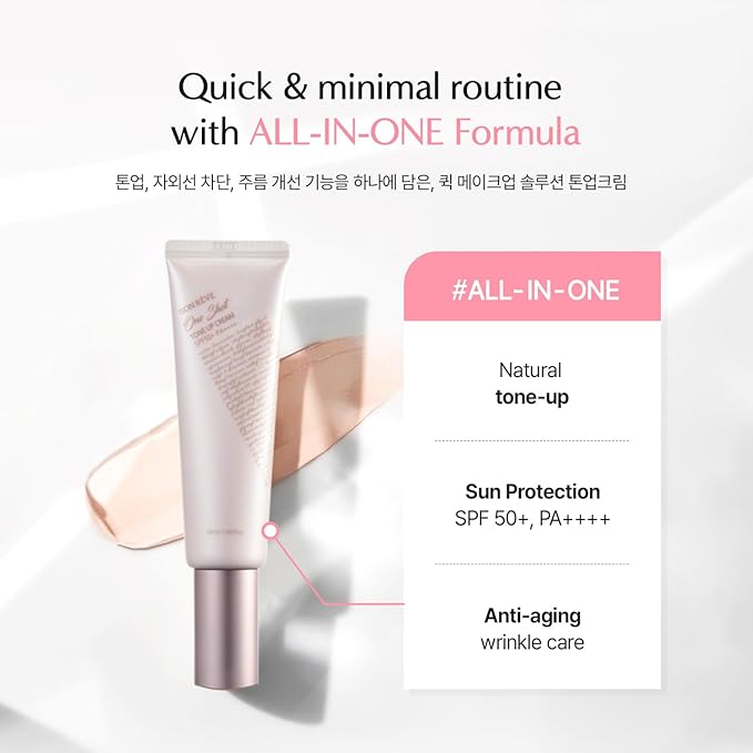 Tone-Up Cream SPF50+ PA++++ Multipurpose Makeup Base, Primer, Quick Skin Tone Balancer, Lightweight,with Niacinamide, Korean skincare