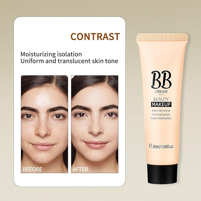Concealer Hydrating BB Cream, BB Tinted Care Primer With Brush, Color Correcting Creams Beauty Makeup Full-Coverage Foundation & Concealer, Lightweight Fit Face Skin (#480 Coffee, 1.06 oz)