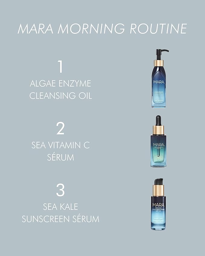 MARA Sea Kale Sunscreen Serum SPF 30 – Hydrating Face Oil Sunscreen with Zinc Oxide, Algae & Antioxidants – Broad Spectrum UVA/UVB Protection, No White Cast, Dewy Glow (1 oz / 30 ml)