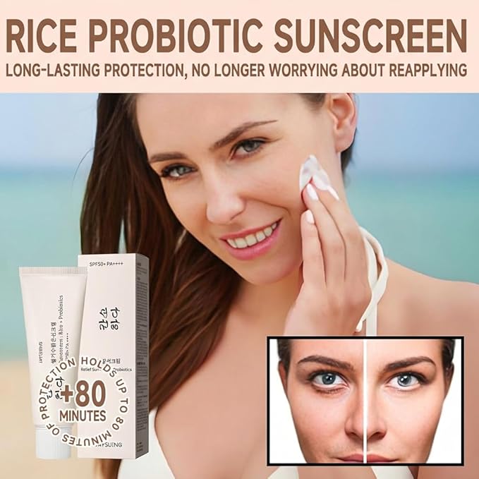 Relief Sun Organic Sunscreen SPF50, Relief Sun Rice Probiotics SPF50+, Korean Sunscreen PA++++ for All Skin Types and UV Defense, Nourishing Skin Protection, Moisturizing Skin Care 1.7 fl oz/50 ml