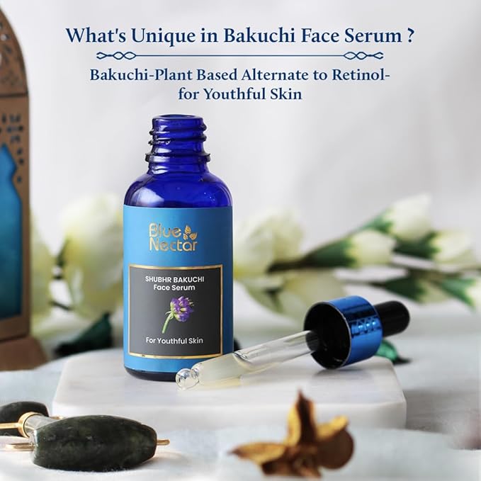 Blue Nectar Natural Rose Face Toner for Glowing Skin & Pore Tightening(3.38Fl Oz) & Along with Bakuchiol Anti Aging Serum for Fine Lines (1 Fl Oz)