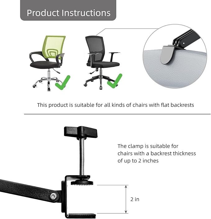 Memory Foam Headrest Attachment for Office Chair, Attachable Chair Head Rest, Desk Chair Neck Support, Elastic Sponge Head Pillow Adjustable Height and Angle