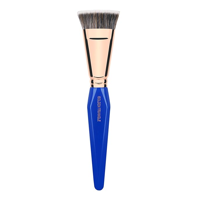 Bdellium Tools Professional Makeup Brush - Golden Triangle 987 Flat Top Face Blending - With All Vegan and Soft Synthetic Fibers, For Buffing Out Makeup (Blue, 1pc)
