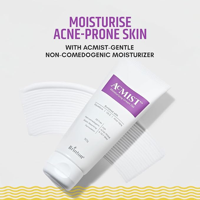 Acmist Moisturizing Cream Gel for Oily & Acne-Prone Skin | Oil-Free, Non-Comedogenic, Quick Absorbing & Makeup Friendly | With Vitamin E, Aloe Vera & Squalane | For Men, Women & Teens | 50g Pack 2
