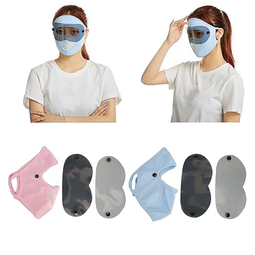 4 Pcs Full Face, Womens Sunscreen Face Veil, Tinted Moisturizers Multifunctional Ice Silk Face Veil Full Face for Hiking Tinted Moisturizers