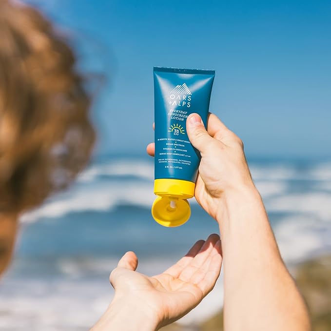Oars + Alps Sunscreen Body Lotion for Everday Use, SPF 35 Body & Face Sunscreen Lotion, Infused with Aloe & Vitamin E, No White Residue, Water & Sweat Resistant, All Skin Types, Lightweight, 6oz, 2pk