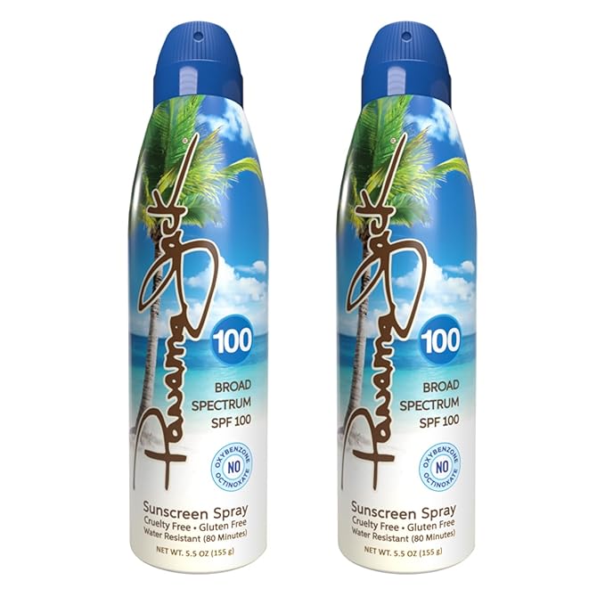 Panama Jack Continuous Spray Sunscreen - SPF 100, Broad Spectrum UVA/UVB Protection, Reef-Friendly, PABA, Paraben, Gluten & Cruelty Free, Water Resistant (80 Minutes), 5.5 OZ (Pack of 2)