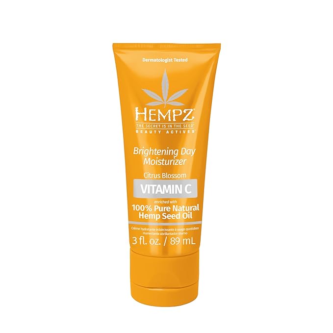 Hempz Citrus Blossom Brightening Daily Moisturizer - Hydrating Day Cream Rich with Minerals, Vitamin C, & Hempseed Oil to Hydrate & Repair Extremely Dry or Sensitive Skin, for Face & Body, 3 Oz