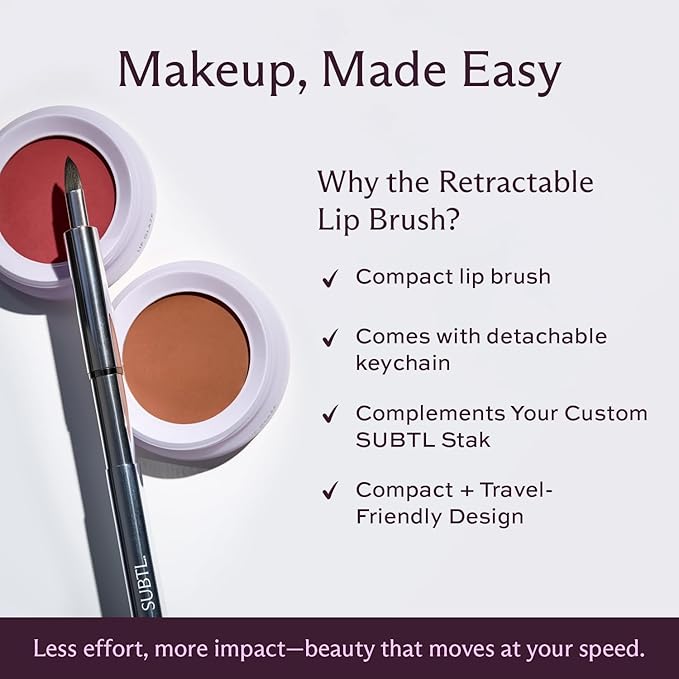 Subtl Beauty Retractable Lip Brush – Sleek, Travel Lip Brush Keychain for Precise Application