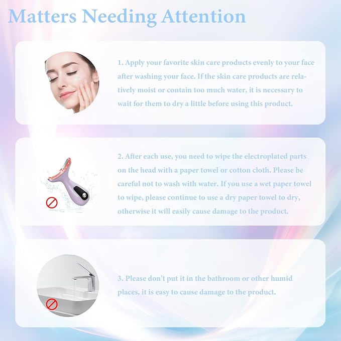 Facial Massager 7 Color Face Lift Device for Face and Neck Massage with 113°F & Vibration & Clean 3-in-1 Multifunctional Wand for Skin Care (Purple)