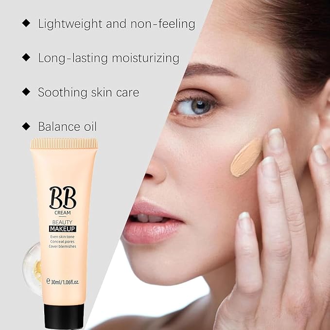 Concealer Hydrating BB Cream, BB Tinted Care Primer With Brush, Color Correcting Creams Beauty Makeup Full-Coverage Foundation & Concealer, Lightweight Fit Face Skin (#110 Ivory, 1.06 oz)