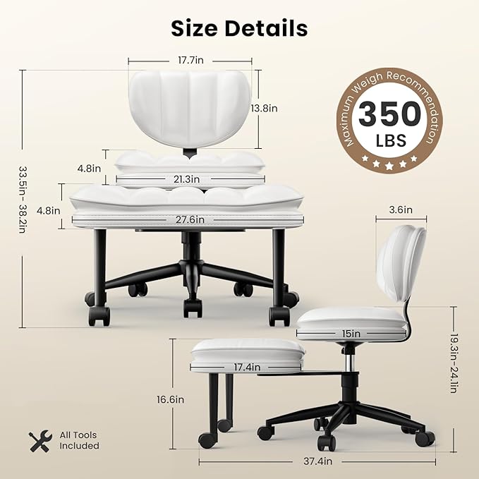 Cross Legged Office Chair, Ergonomic Cloud Criss Cross Desk Chair, Meditation Chair with Wheels, Height Adjustable Seat for ADHD, Wide Kneeling Chair with Back Support