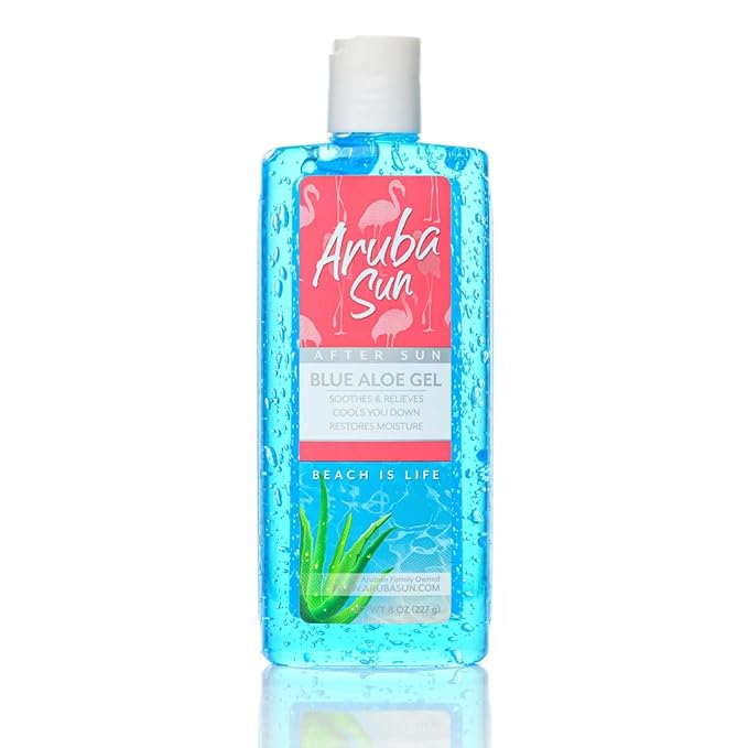 After Sun Cooling Aloe Vera Blue Gel, 8 oz, Infused with Vitamin E & Tea Tree Oil to Soothe, Calm & Hydrate your Sunburn