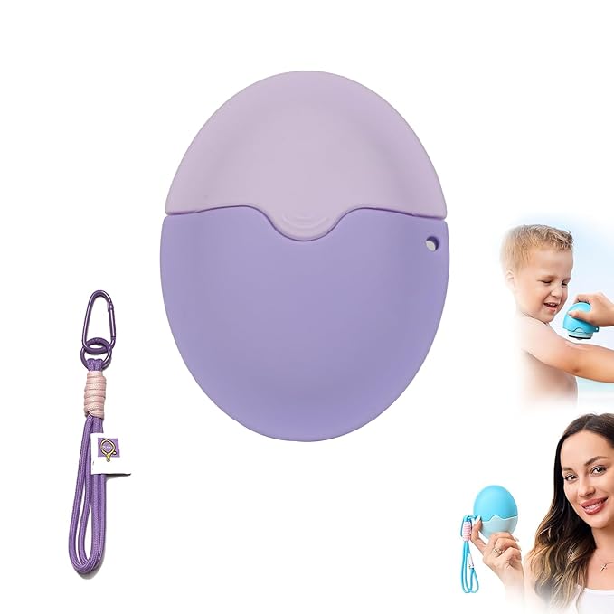 Sunscreen Applicator - Portable - BPA-Free Refillable Roll on Sponge Sunscreen, Suncream & Lotion Applicator For Kids, Adults & Families - Perfect Size for Travel (Purple)