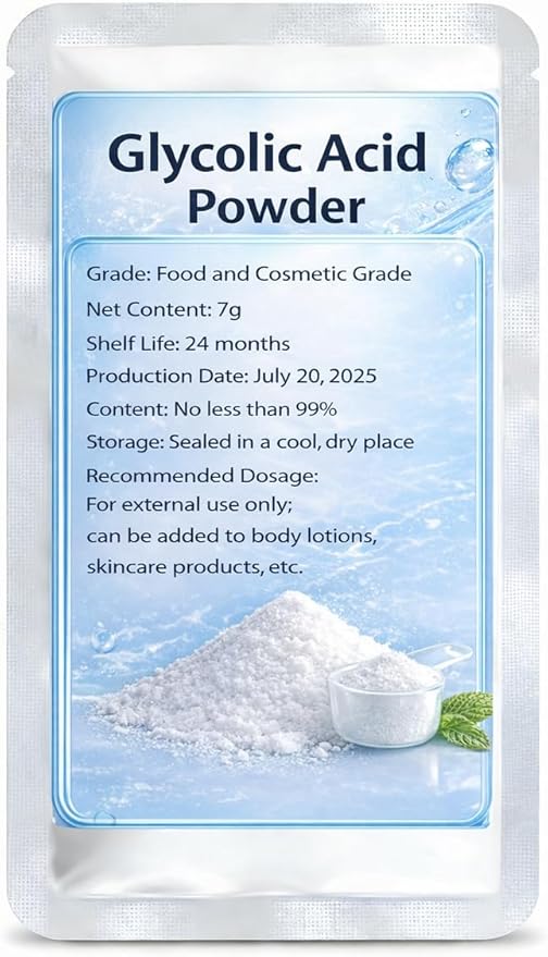 Glycolic Acid Powder 1 Oz/29g – 99% Pure Cosmetic Grade,DIY Skincare Ingredient for Exfoliating Toners, Peels, Masks Serums