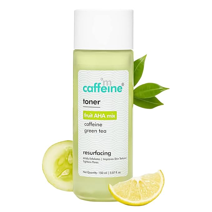mCaffeine Toner with Fruit AHA Mix and Green Tea - Cooling Cucumber - Tightens Pores, Reduces Oil and Improves Skin Texture - Alcohol Free - 5.07 oz