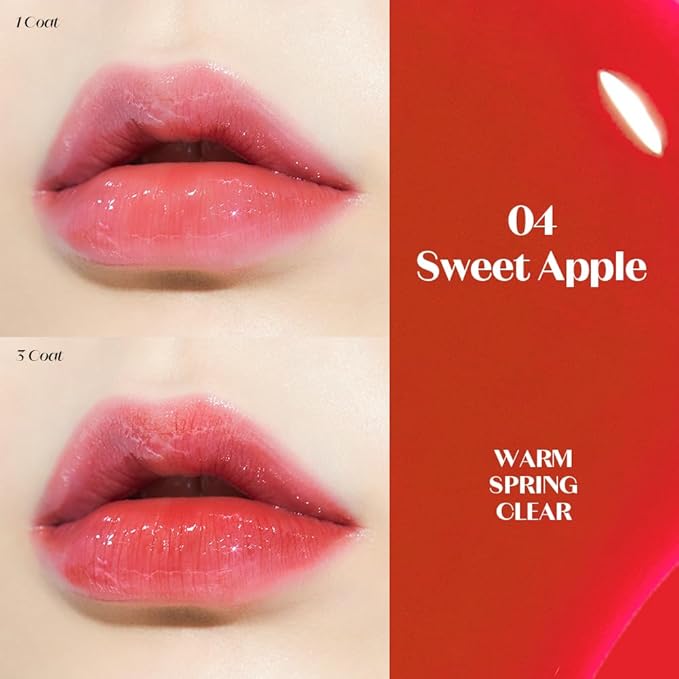 ETUDE Dear Darling Oil Tint #4 Sweet Apple (0.14 fl.oz) | High Moisturizing and Strong Hydrating Lip Oil/Lip Gloss | Smooth and Moist Lips | Non-Sticky Lip Oil Tint For Dry Lips | K-beauty