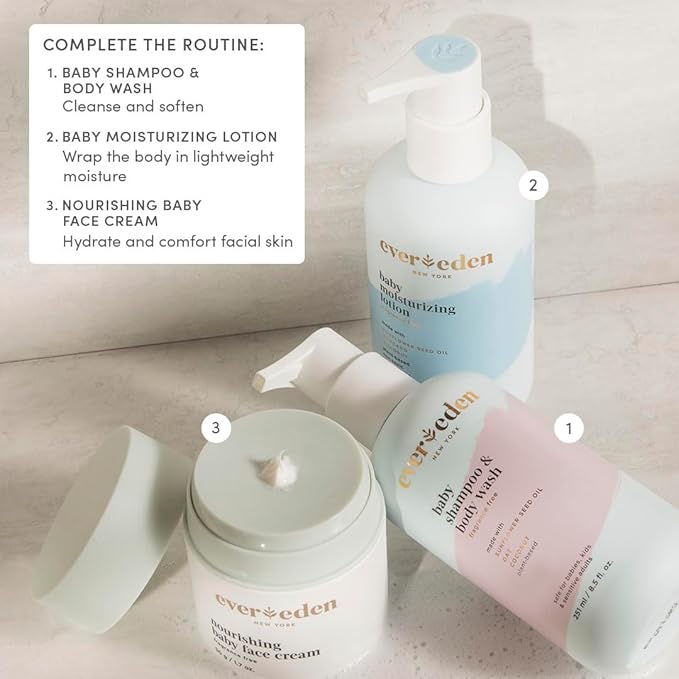 Evereden Nourishing Baby Face Cream, 1.7 oz & Premium Sunscreen SPF 30, 2 fl oz. | 2 Item Bundle Set | 100% Mineral Sunscreen with Zinc Oxide | Clean Baby Skincare