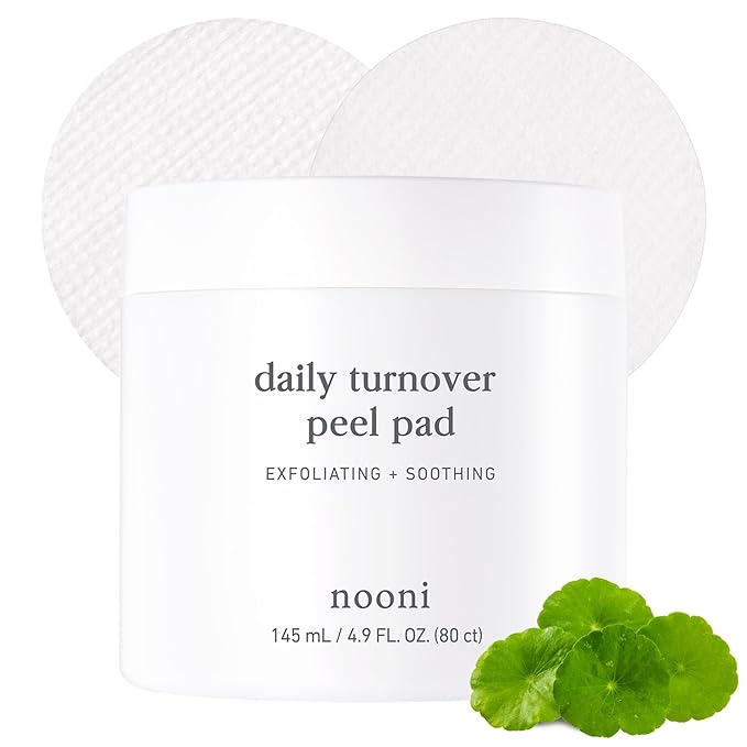 NOONI Facial Toner Pads - Glycolic Acid Pads 80 EA + Facial Cleanser - Snow Aqua 0 LHA Toning Cleansing Oil, 6.76 Fl Oz (200 ml) Bundle