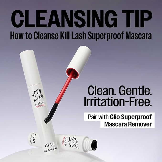 CLIO Kill Lash Superproof Mascara, Waterproof Volumizing Mascara with Peanut-Shaped Brush, Bold Full Lash Effect, Smudge-Resistant Long Wear, Buildable Definition (004 Extreme Volume)