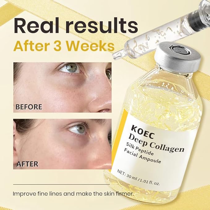 KOEC Deep Collagen Silk Peptide Facial Ampoule Face Lifting Serum,Intensive Tightening & Smoothing & Hydrating,Non-Greasy,Gentle Formula 1.01 Fl Oz / 30ML