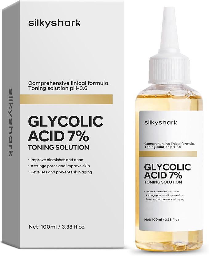 Glycolic Acid 7% Toner (100ml), Gentle Exfoliating Toner, Glycolic Acid 7% Toning Solution for Diminished Dullness, Wrinkle Exfoliating Serum for Face, Hydrates and Reduces Skin Blemishes