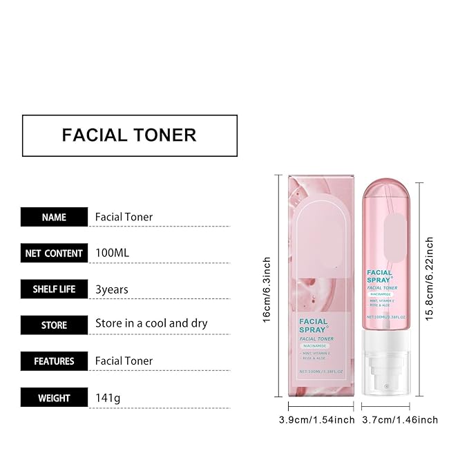 Niacinamide Toner Spray With Rose & Aloe Extract - Locks Moisture, Relieves Dryness, Brightens Skin, Keeps Hydrated Smooth All Day(1PCS)