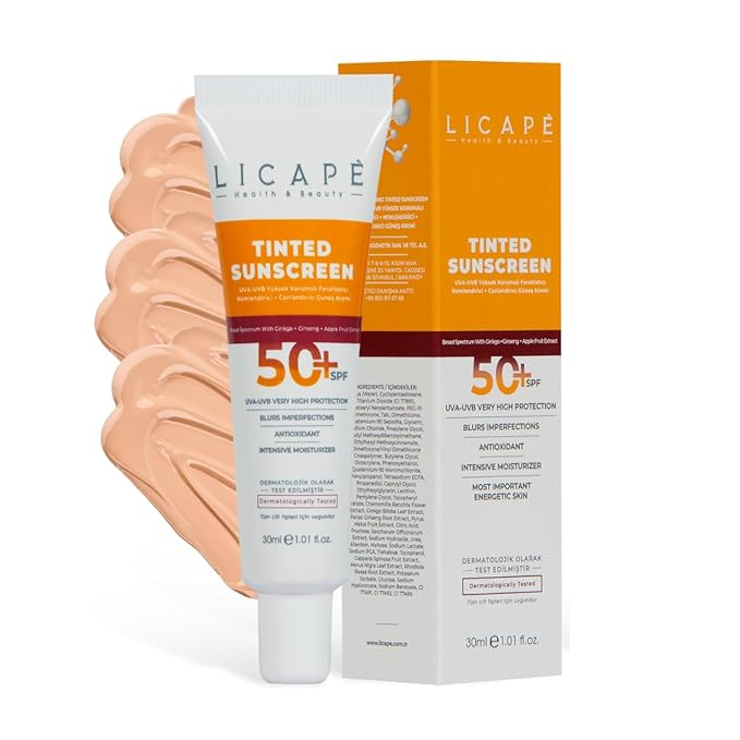 LICAPE® Tinted Sunscreen SPF 50 – High Protection Sunscreen for Face, Lightweight Skin Care with Natural Coverage
