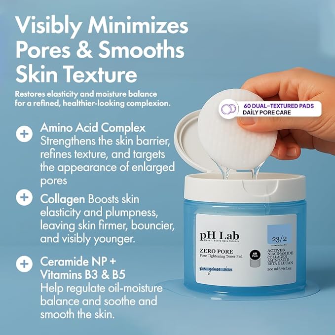 pH Lab Oil Control & Pore Minimizer Skincare Set, Zero Pore Cleansing Bar, Pore Tightening Toner Pad, Retinage Daily Quick Mask, Anti Acne Serum with Azelaic Acid