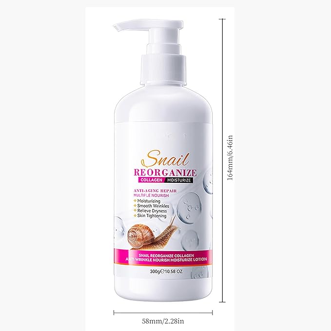 Collagen & Snail Mucin Body Moisturizer - Hyaluronic Acid Cream for Deep Hydration, Skin Firming & Wrinkle Reduction - All Skin Types Body Lotion, 300g/10.58oz