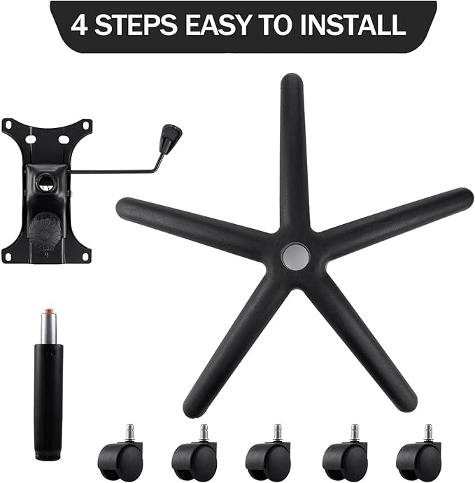 28" Swivel Chair Base Replacement, Office Chair Base, 350 Pounds Heavy Duty Gaming Chair Replacement Base with Bottom Plate Stand Cylinder and Casters