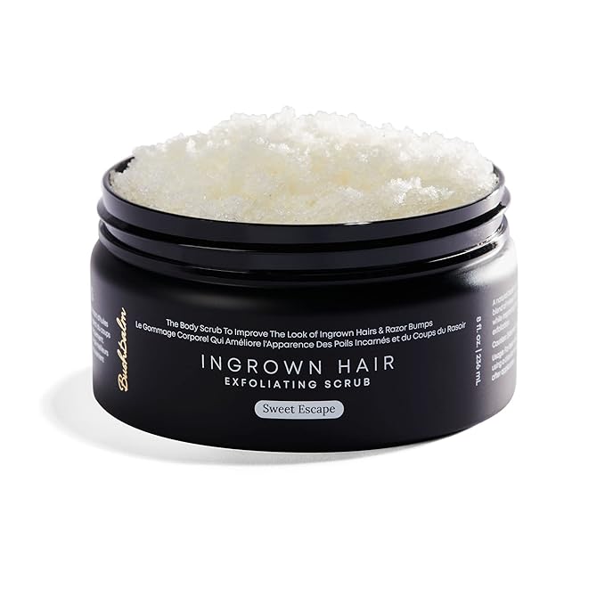 Bushbalm Ingrown Hair Exfoliating Scrub – Pre-Shave Sugar Scrub for Ingrown Hairs, Razor Bumps & Dry Skin – Gently Buffs & Soothes Sensitive Skin - Sweet Escape 236 ml