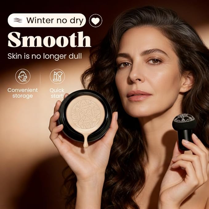 Foundation for Older Women, 2026 Upgrade Mushroom Head Cushion CC Cream, Long Lasting Moisturizing Full Coverage BB Cream Foundation for Mature Skin, All Skin Types (Ivory)
