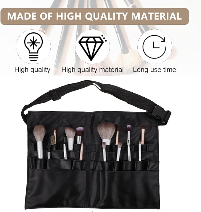 minkissy Makeup Brush Storage Bag with 2 Compartments Stand up Design Portable Cosmetic Organizer for Travel Home Holds 32 Brushes 14.17 Inch