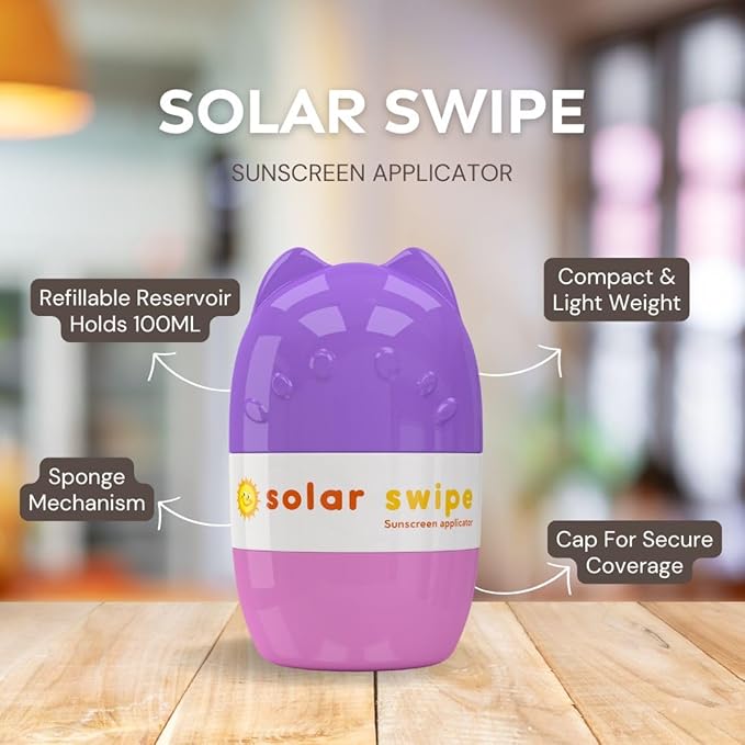Sunscreen Applicator - Refillable Roll On for Kids & Adults Mess-Free Sunscreen Roller & Sponge Dispenser Portable Sun Protection, Ideal for Travel & Outdoor Use (Purple Pink 2 pack)