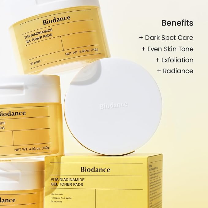 Biodance Brightening & Calming Toner Pads Duo Set: Vita Niacinamide & Sea Kelp, Dark Spot Correcting, Sebum Control Korean Skincare Set for Face, Korean Skin Care, Skin Care Set