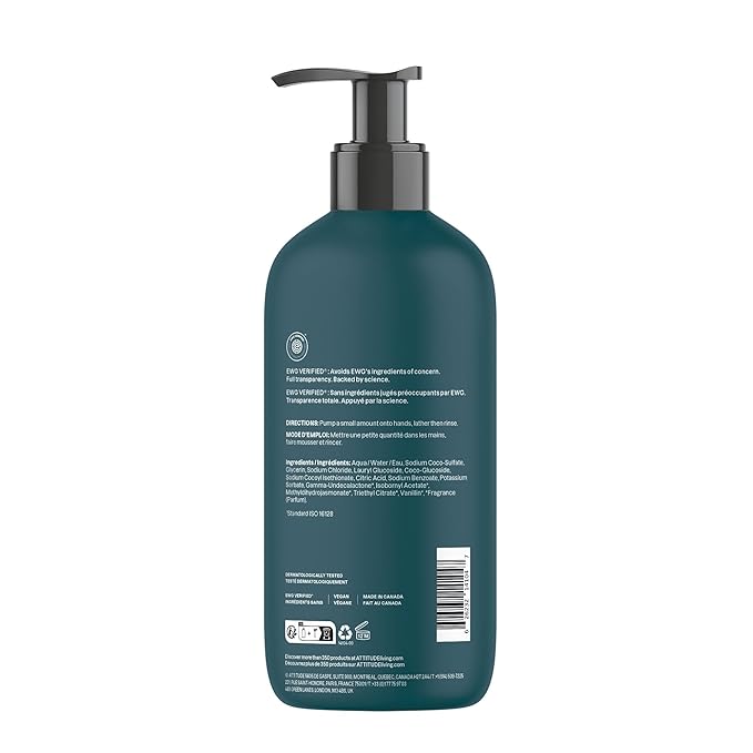 ATTITUDE Liquid Hand Soap, EWG Verified, Plant and Mineral-Based, Vegan Personal Care Products, Pine & Sage, 16 Fl Oz