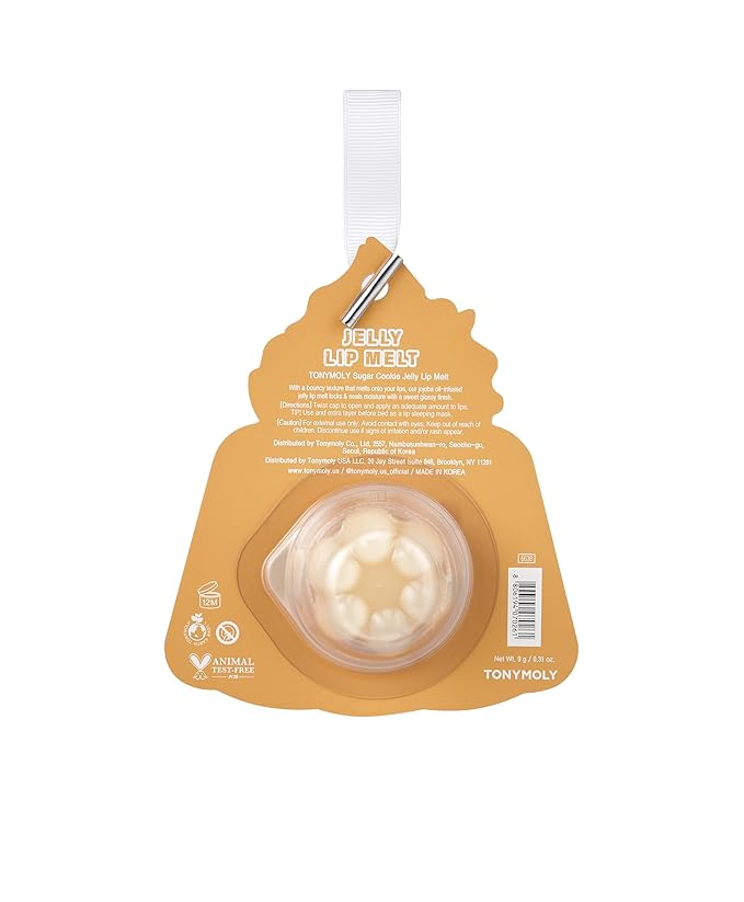 TONYMOLY Sugar Cookie Jelly Lip Melt Ornament | Limited Edition Holiday Lip Balm & Gloss, 9g | Hydrating, Tinted Lip Care with Sweet Scent for Soft, Smooth, Glossy Lips