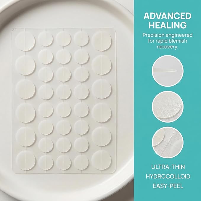 Pimple Patches for Face (180 Patches)，Clear Invisible Acne Patches，Hydrocolloid Acne Patches - Powerful Pus Absorption，Cover-Up Invisible Pimple Patches - Conceals Blemishes Completely (180)
