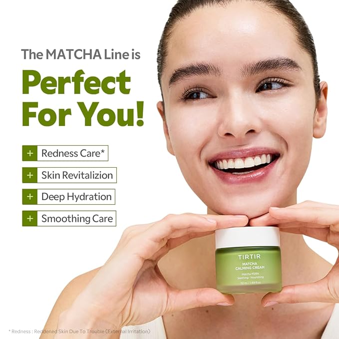 TIRTIR Matcha PDRN Calming Cream 1.69 Fl Oz | 24H Hydrating Korean Cruelty Free Moisturizer Daily Skin Care for Sensitive to All Skin