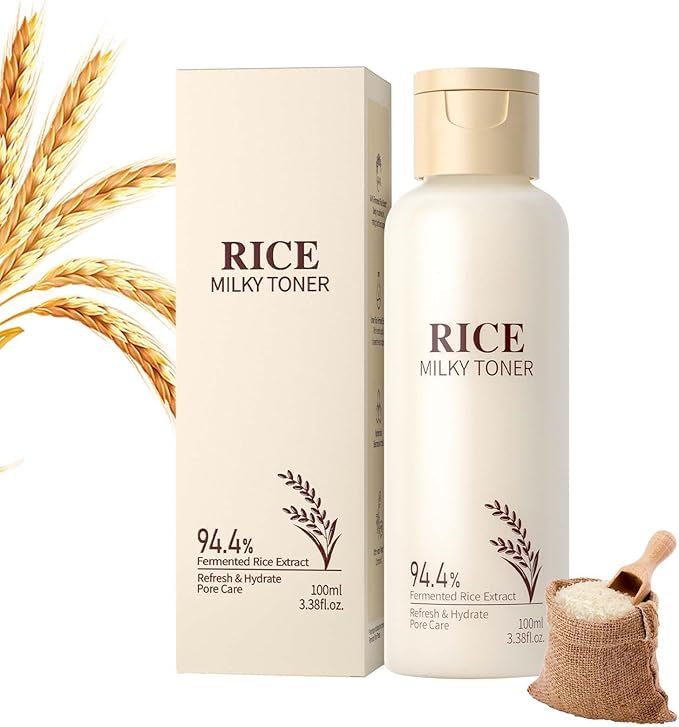Rice Moisturizing Toner,Rice Extract Toner for Face,Hydrating for Dry Skin, Moisturizing Balance Care for Diminished Fine Lines,Skin Balancing & Pore-Reducing(100ML)