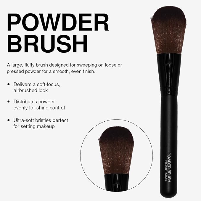 Palladio Powder Brush, Large All Over Face Makeup Brush, Buffs Loose Powder, Flawless Blending, Smooth Finish, Synthetic Natural Bristles, Soft Feel, Comfortable Grip, Professional Application.