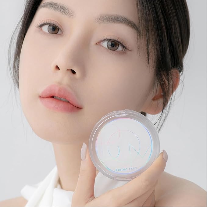 BOM COSMETICS Fixing Flex Powder Pact 0.26 oz. Long Lasting Setting Powder Makeup, Covers Pores and Fine Lines, Matte Finish Controls Oil & Sebum, Hydrating Without Dryness, Korean Makeup