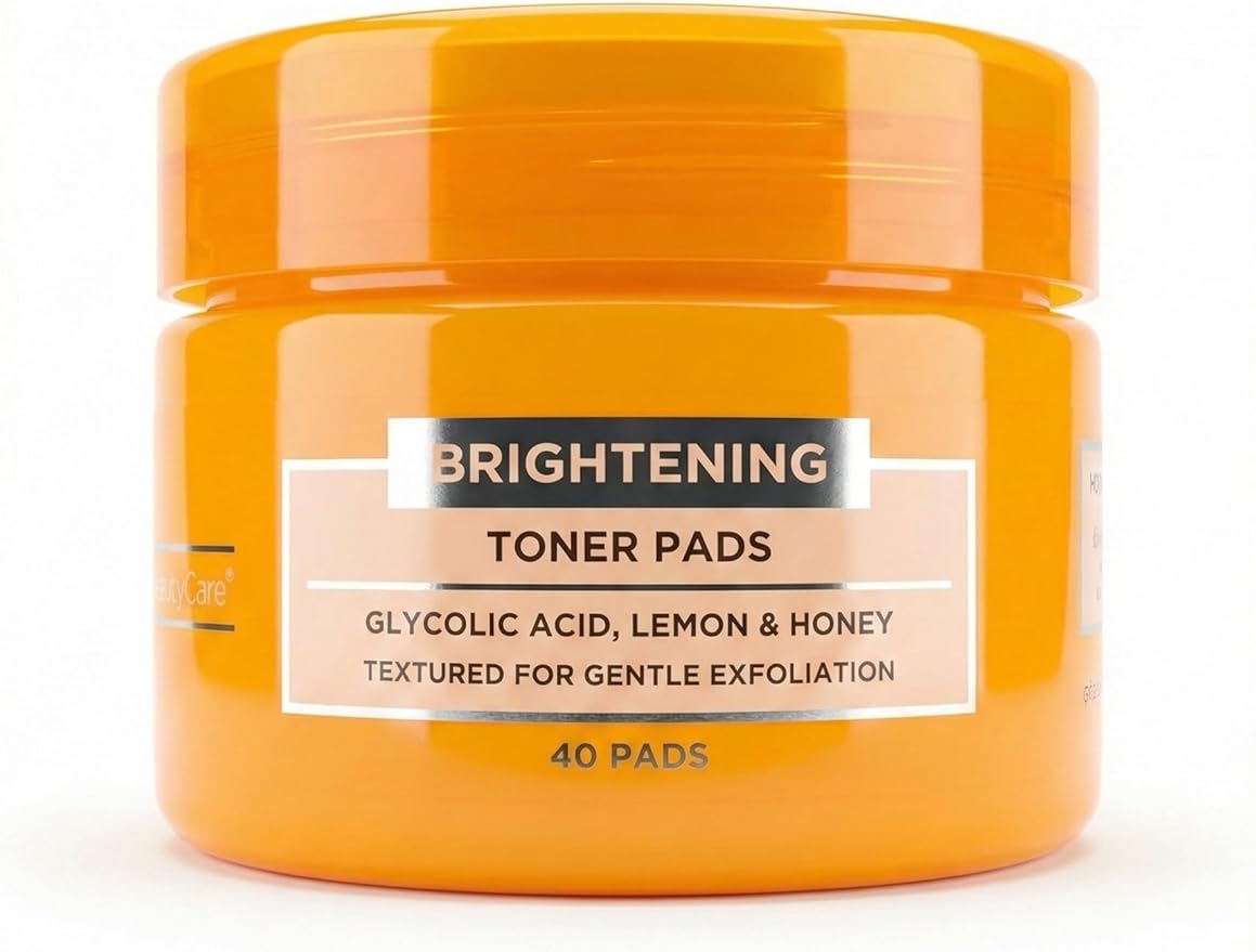 Global Beauty Care Vitamin C Toner Pads - Exfoliating Toner Pads for Face with Glycolic Acid, Lemon & Honey, Helps Even Skin Tone & Glow, Dual Textured Facial Pads, 40ct (1-Pack)