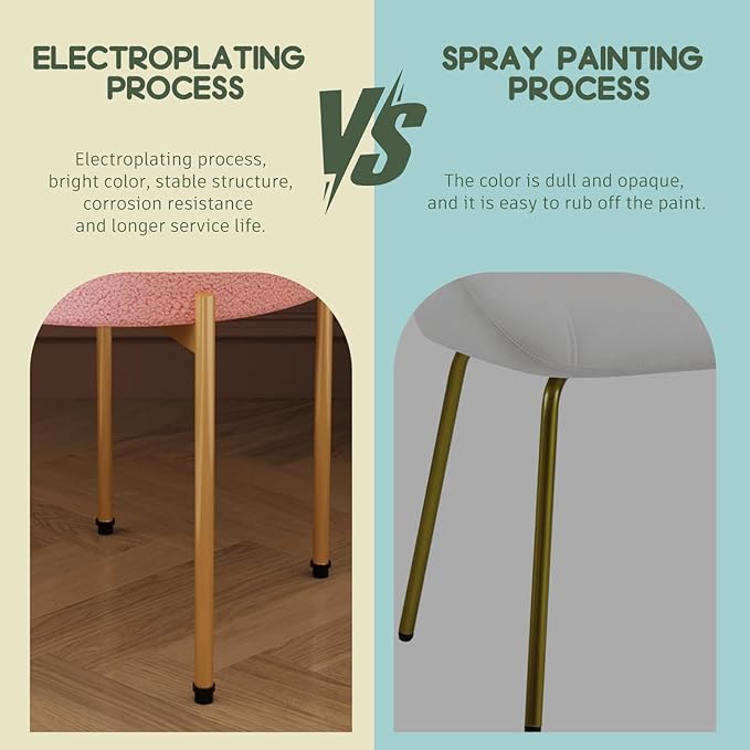 Desk Chair No Wheels Vanity Chair Comfy Accent Chair for Living Dining Room Bedroom Home Office Mid Century Modern Upholstered Armless with Metal Legs (Gold Frame+Pink, 6)