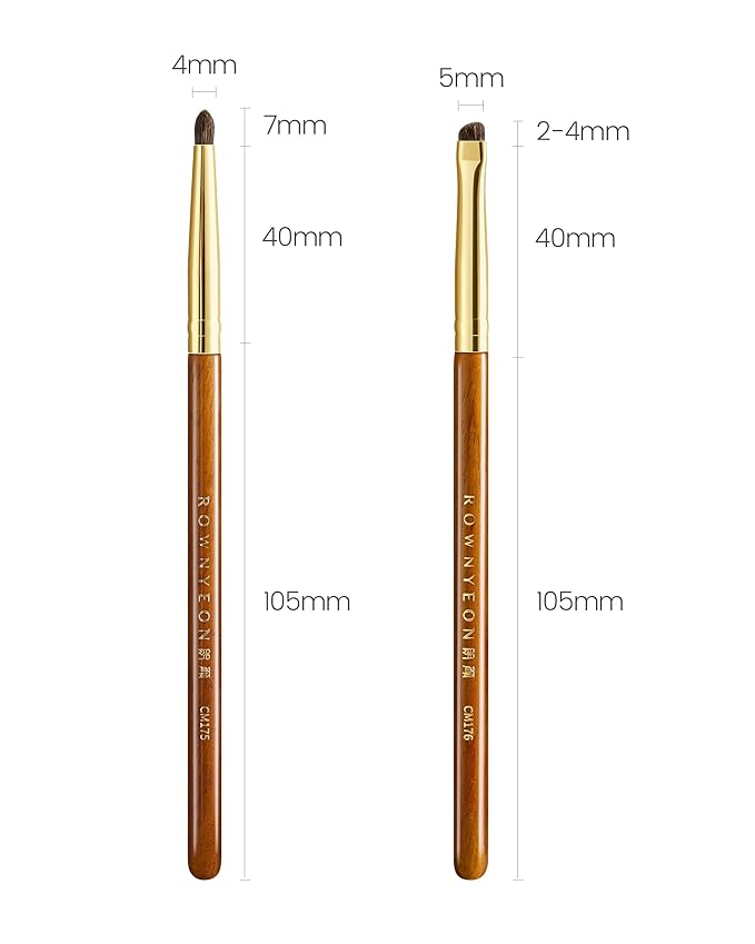 Desert Oak Series Tapered Spotlight Brush - Precision Pony Hair Brush for Inner Corner & Under-Eye Highlighting, Bubinga Handle & Gold Ferrule (CM 175)