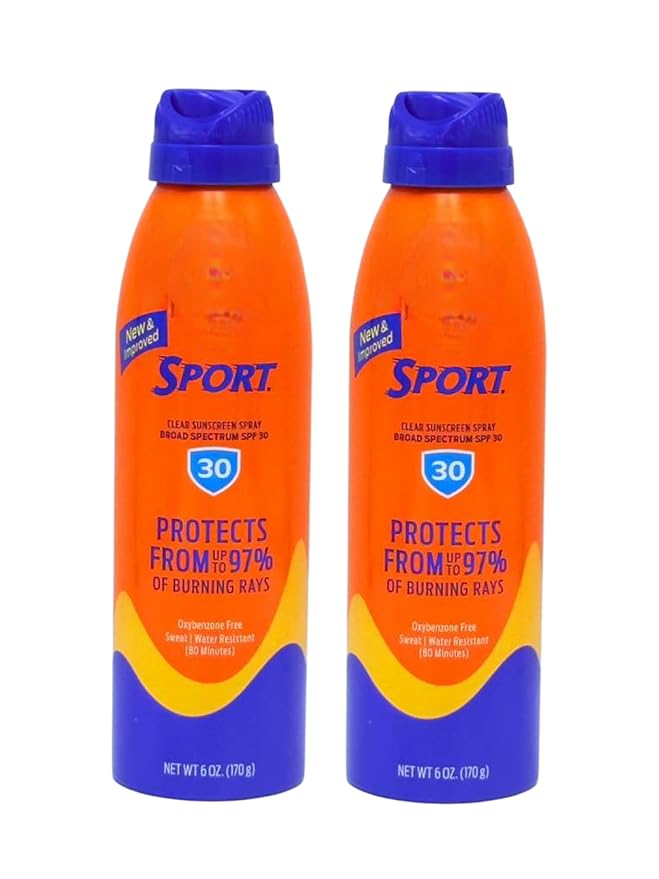 Sport Ultra Spray Sunscreen SPF 30 B B, 6 oz - Pack of 2 - Broad Spectrum UVA/UVB Protection - 100% Clear, Non-Greasy, Sweat & Water Resistant